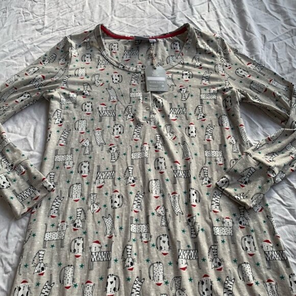 BNWT Winter Wonderland Christmas Santa Kitty Cat PJ Long Sleeve Nightie Dress - Picture 3 of 6